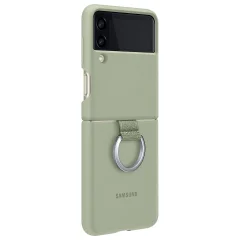 Originalni silikonski ovitek za prstan Samsung Galaxy Z Flip 3 Soft Touch s prstanom - olivna