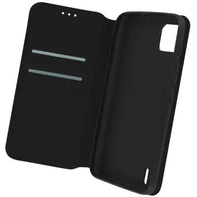 Držalo za kartico Wiko Y62 in Y62 Plus Folio Case s funkcijo podpore za video in magnetno loputo - crna