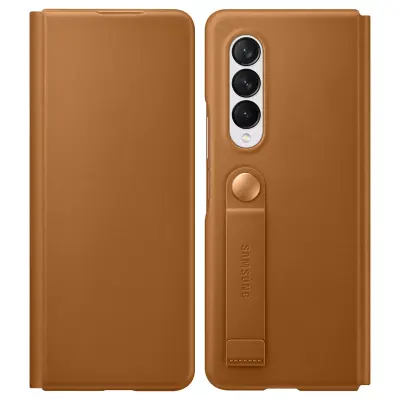 Originalno stojalo za torbico iz rjavega usnja, str. Samsung Z Fold 3 5G, serija Leather Cover