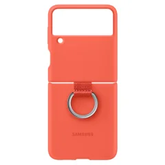 Originalen tanek silikonski ovitek s prstanom za Samsung Galaxy Z Flip 3 - oranžen