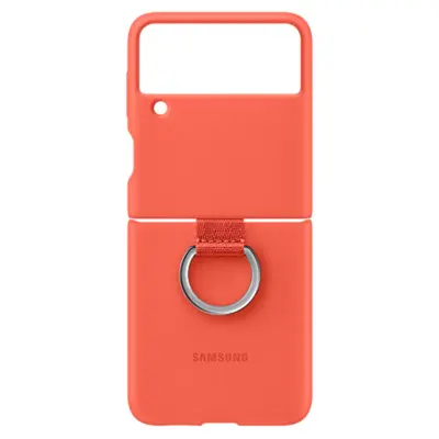 Originalen tanek silikonski ovitek s prstanom za Samsung Galaxy Z Flip 3 - oranžen