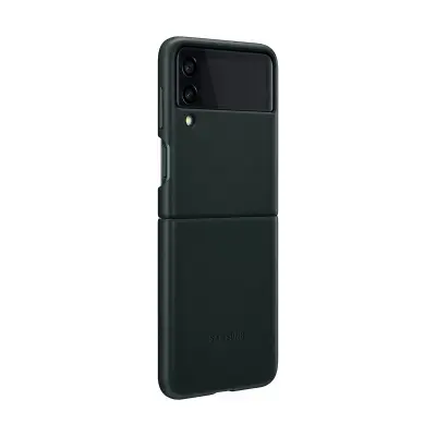 Samsung, Usnjeno ohišje za Samsung Galaxy Z Flip 3, združljivo z brezži?nim polnjenjem, Zelena