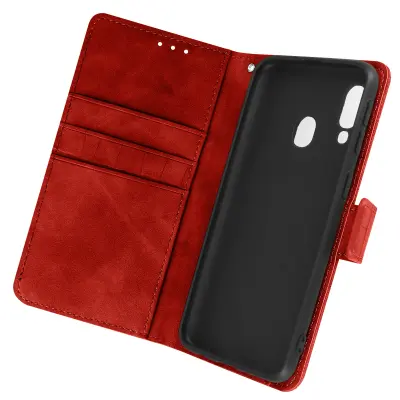 Ovitek s krokodiljim ucinkom za Samsung Galaxy A40, držalo za kartico in magnetni zavihek - rdec