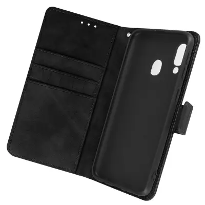 Ovitek s krokodiljim ucinkom za Samsung Galaxy A40, držalo za kartice in magnetni zavihek - crn
