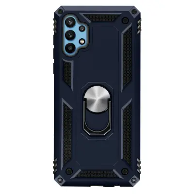 Ovitek za Samsung Galaxy A32 4G, odporen na udarce, s kovinskim nosilnim obrocem - polnocno modra