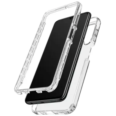 Hibridni ovitek za Samsung Galaxy A22, odporen na udarce in proti zdrsu, s konturo zaslona - prozoren