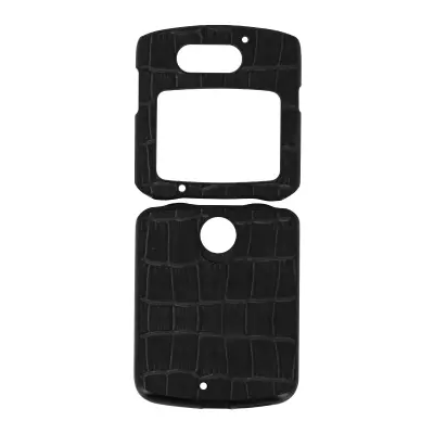 Zašcitna trda torbica Motorola Razr 5G z ucinkom Croc - crna