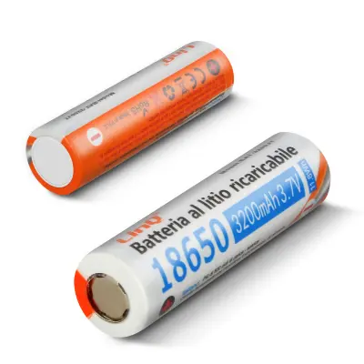 2x 18650 polnilne baterije s plošcato glavo 3200 mAh / 3,7 V LinQ str. Walkie Talkie, kamera, mini ventilator