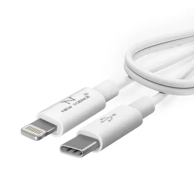 20 W Lightning / USB-C napajalni kabel, hitro polnjenje in prenos podatkov 1 m - bel