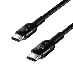 USB-C v USB-C napajalni kabel 60 W, navit najlon 1,8 m, Macdodo - crn