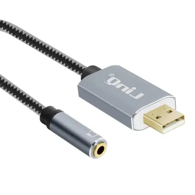 Najlonski pleten USB na 3,5 mm ženski avdio kabel/adapter, LinQ - siv