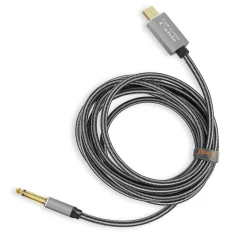 USB moški avdio kabel na moški 6,35 mm vticnica najlonska pletenica 3 m, LinQ - siva