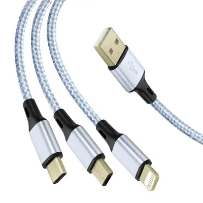 Pleten in ojacan 3-v-1 kabel Multi USB - USB-C, Micro-USB in Lightning - 1,2 m