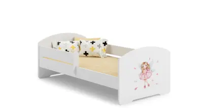 Luk - enojna postelja 160x80 z otroško grafiko, komplet ograje, vzmetnica