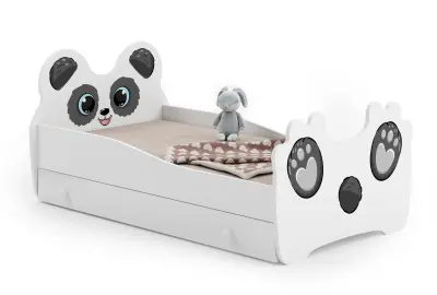 Enojna otroška postelja Panda 140x70 s predalom in vzmetnico