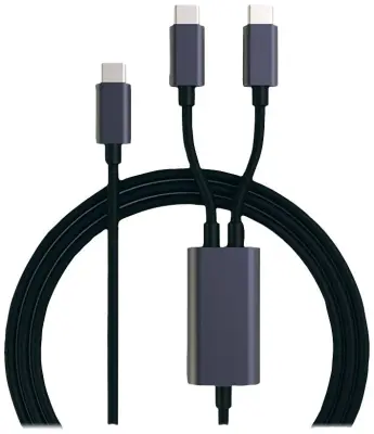 ROLINE USB tip C split polnilni kabel\, C - 2x C\, ST/ST\, maks. 100W\, črn\, 1\,85 m Roline USB polnilni kabel  USB-C® vtič 1.85 m črna  11028308