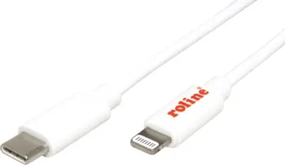 ROLINE USB kabel za sinhronizacijo in polnjenje, tip C/Lightning priključek, bel, 1 m Roline USB polnilni kabel USB-C vtič, Apple Lightning vtič 1 m b