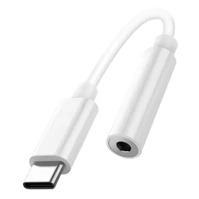Avdio adapter USB-C na 3,5 mm prikljucek, glasba in klici – bel