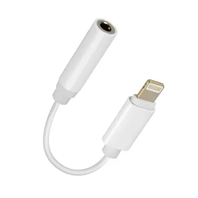 Avdio adapter iPhone Lightning moški na Jack 3,5 mm ženski Bela