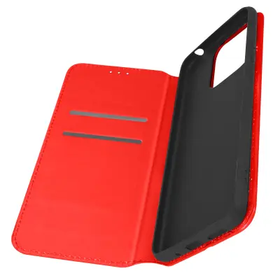Ovitek za Xiaomi Redmi 10C z držalom za kartice in podporo za video, rdeca magnetna loputa