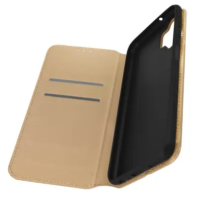 Ovitek za Samsung Galaxy A13 4G z držalom za kartice in podporo za video, magnetni preklop - zlata