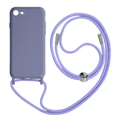 iPhone SE 2022, 2020 in 8, 7 Semi-rigid etui na vrvico z mehko notranjostjo, vratnim ovratnikom - Lavender