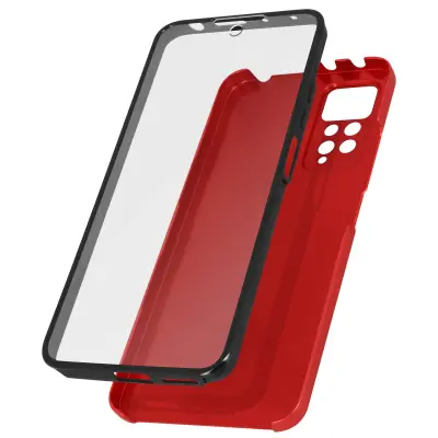 Xiaomi Redmi Note 11 in Note 11s Integral Case Transparent Front and Red Rigid Back