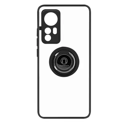 Ovitek za Xiaomi 12 / 12X z držalom za prstan, hrbtna stran z zašcito proti prstnim odtisom, združljivo z magnetnim stojalom - crna