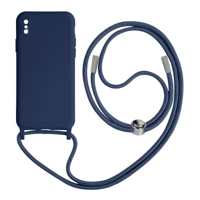 Poltrdi etui za iPhone X in XS z vrvico z mehko notranjostjo, ovratnikom - modra