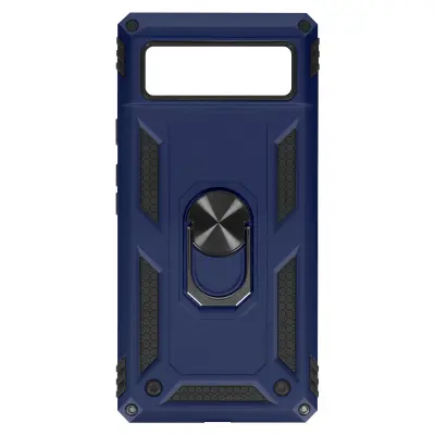 Ovitek za Google Pixel 6a iz dveh materialov, odporen proti udarcem, s podpornim obrocem - moder