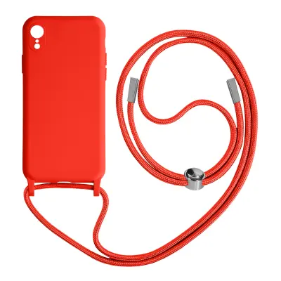 Poltoga etui na vrvico za iPhone XR z mehko notranjostjo, ovratnikom - rdeca