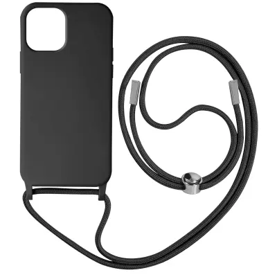 iPhone 12 in 12 Pro Semi-rigid Cord Case z mehko notranjostjo, ovratnikom - crna