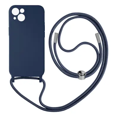 Poltrdi ovitek z vrvico za iPhone 13 z mehko notranjostjo, ovratnikom - modra