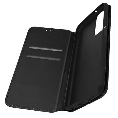Ovitek za Samsung M23 5G in A23 5G z magnetnim preklopom, držalom za kartice in video držalom - crn