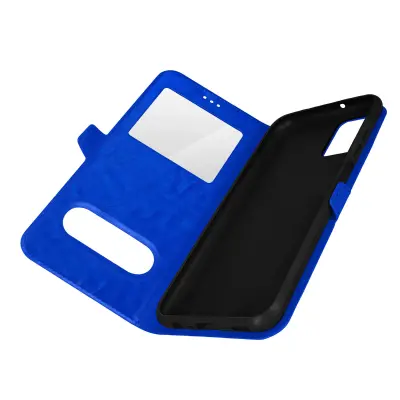 Ovitek za Samsung Galaxy A13 4G, dvojno okence in dvojni magnetni zavihek - moder