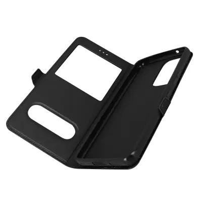 Ovitek za Samsung Galaxy A53 5G, dvojno okence in dvojni magnetni zavihek - crn