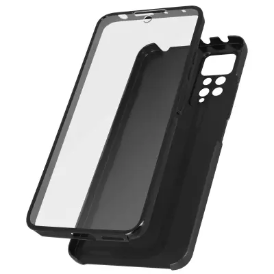 Xiaomi Redmi Note 11 in Note 11s Integral Transparent Front and Black Rigid Back Case