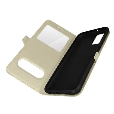 Ovitek za Samsung Galaxy A13 4G, dvojno okence in dvojni magnetni zavihek - zlata