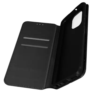 Etui za Samsung Galaxy A03 z držalom za kartice in podporo za video, magnetni zavihek - crn