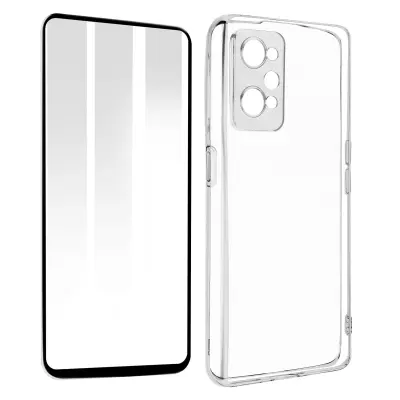 Realme GT Neo 2 / GT Neo 3T in GT 2 360° zašcitni paket: prosojna mehka torbica iz kaljenega stekla, crna