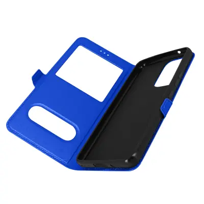 Ovitek za Samsung Galaxy A53 5G, dvojno okence in dvojni magnetni zavihek - moder