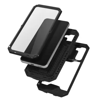 Samsung Galaxy S22 Integral Case, Reinforced Anti-shock with Kickstand, IP54 Standard Sliding Camera Cover - Black