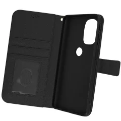 Ovitek za Motorola Moto G51 5G z magnetnim jezickom, držalom za kartice in denarnico - crn
