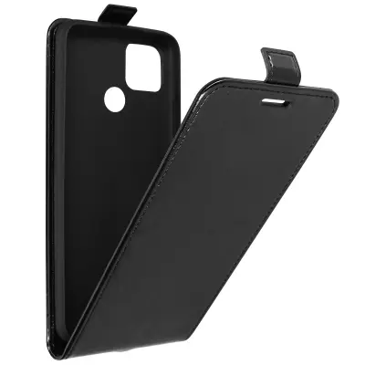 Etui Realme C21Y in C25Y z magnetnim navpicnim zapiranjem, ucinek konjske kože z držalom za kartice - crn