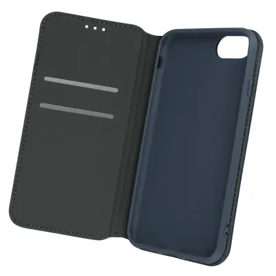 Magnetni preklopni ovitek za iPhone SE 2022, 2020 in 8, 7, 6S, 6, držalo za kartice in video držalo - modra