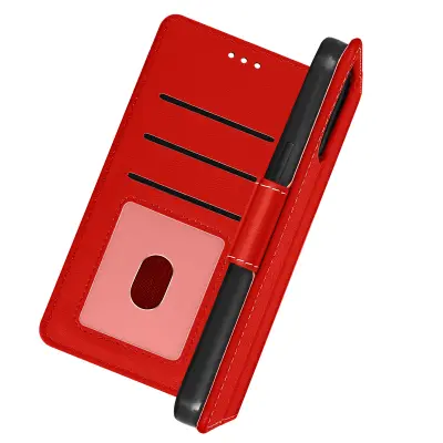 Folio Case iPhone 13 Mini Wallet Notranji in Zunanji Video Stojalo - Rdeca