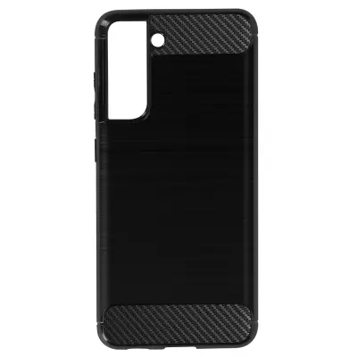 Zašcitna torbica za Samsung Galaxy S21 FE, Carbon Effect in brušena kovina - crna
