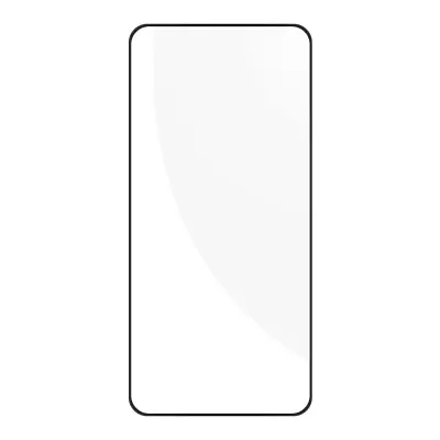 Kaljeno steklo Samsung S22, združljiv z bralnikom prstnih odtisov - poševni rob Crna