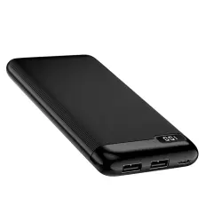 10000mAh Power Bank z 2 USB izhodoma Digitalni LED zaslon, Setty - crn