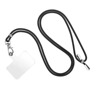 Vrvica za pametni telefon, univerzalna združljivostna torbica in ovitek z nastavljivo vrvico – crna